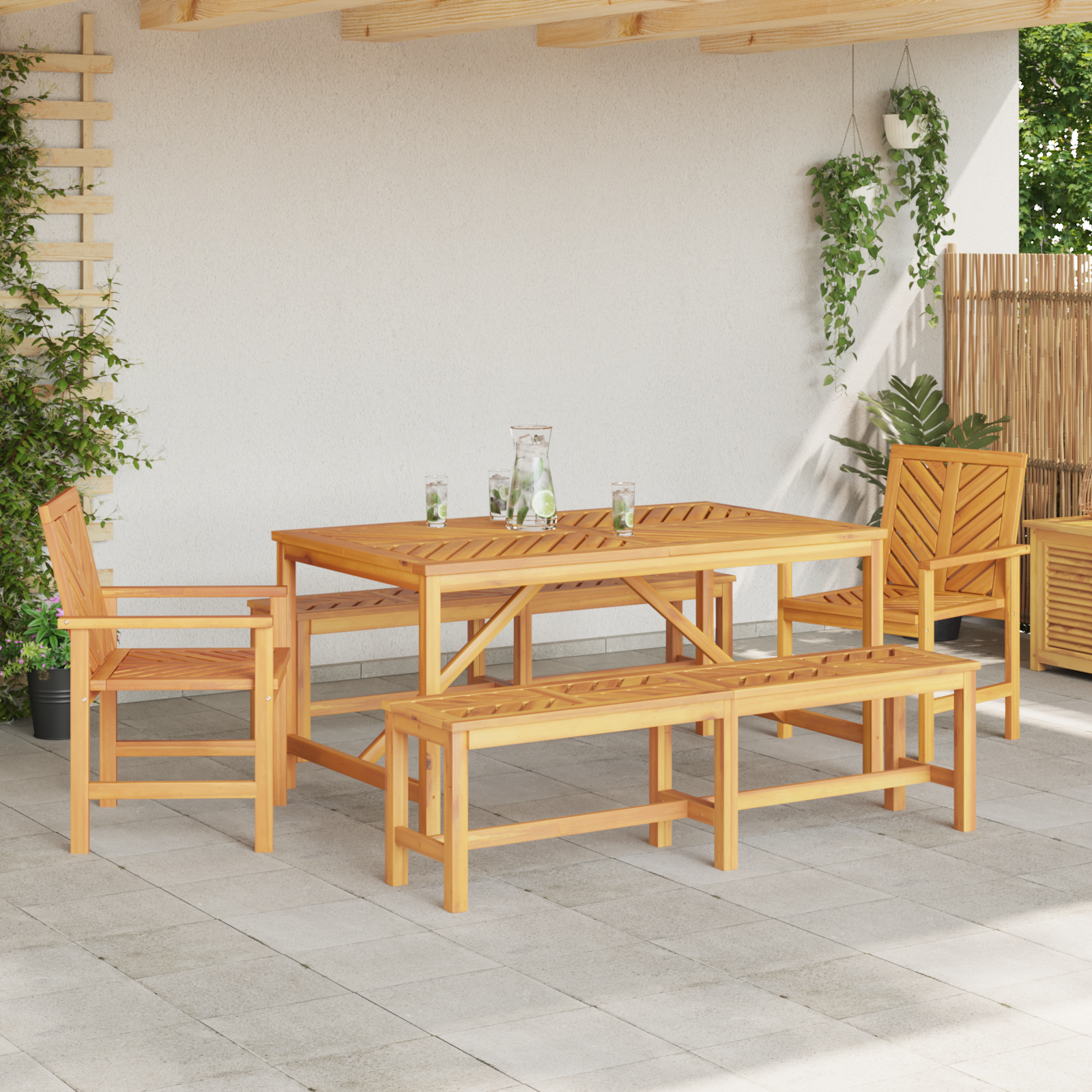 vidaXL Set de dining pentru grădină din lemn masiv de acacia vidaXL Set de dining pentru grădină din lemn masiv de acacia