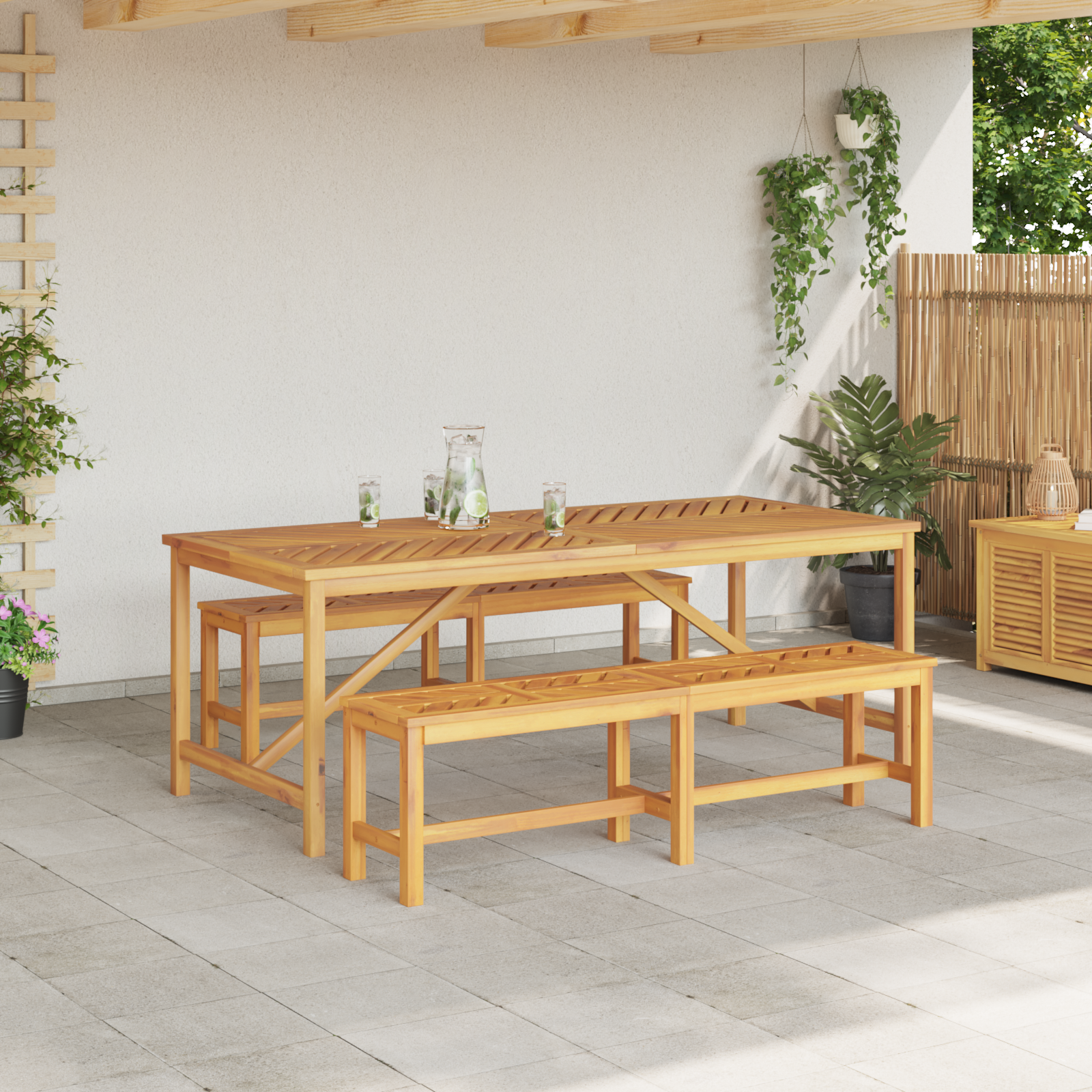 vidaXL Set de dining pentru grădină din lemn masiv de acacia vidaXL Set de dining pentru grădină din lemn masiv de acacia
