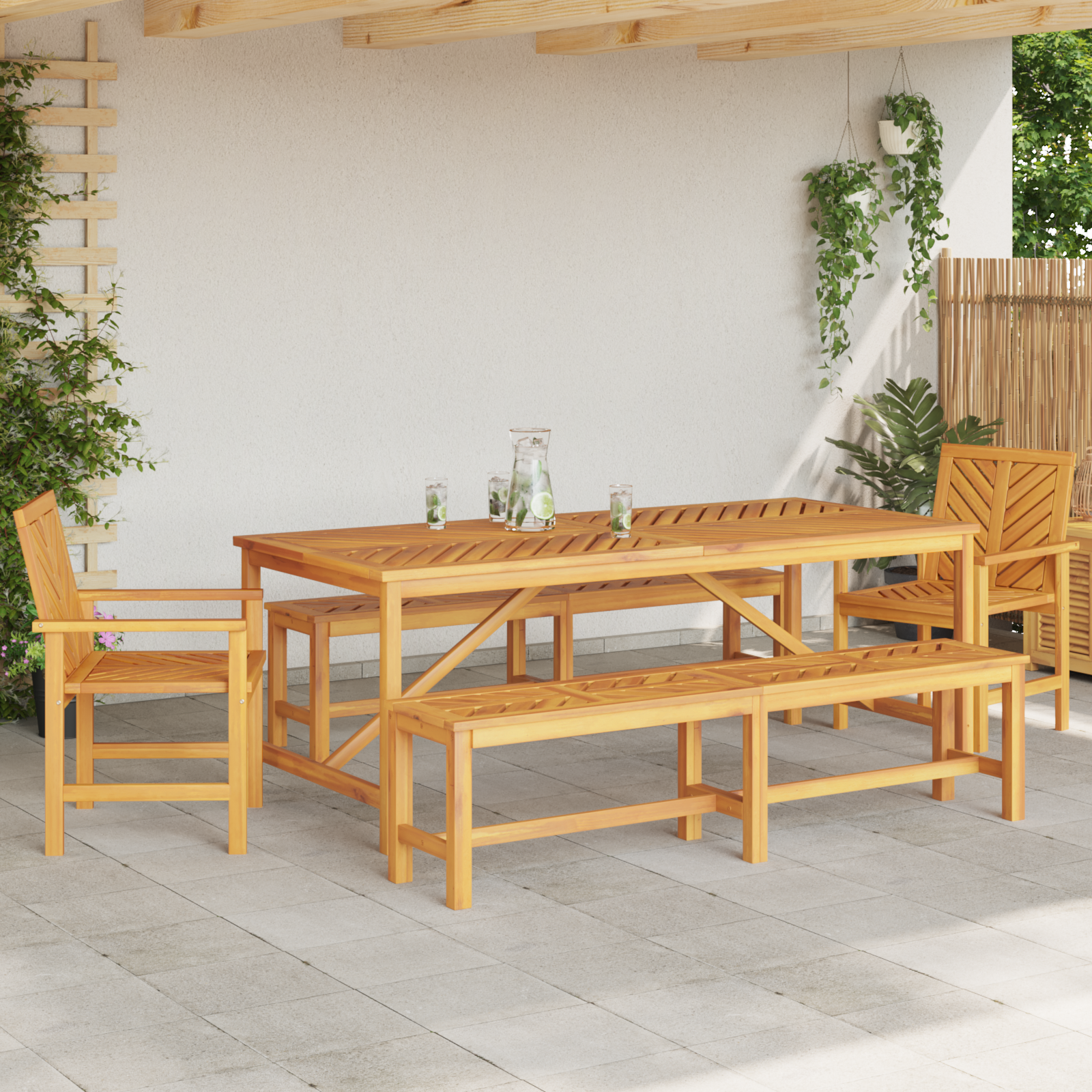 vidaXL Set dining grădină cu 5 piese din lemn de acacia
