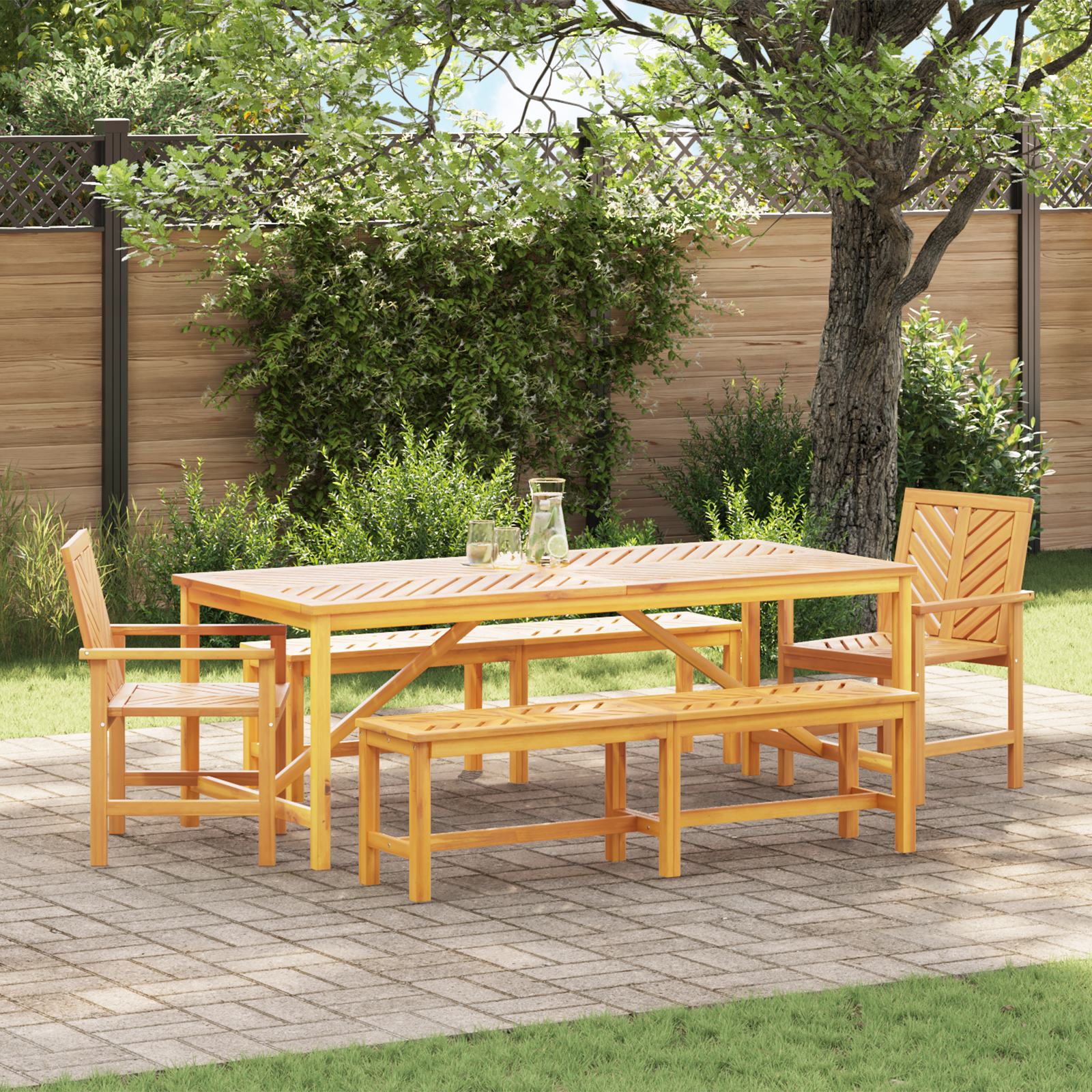 vidaXL Set dining grădină cu 5 piese din lemn de acacia