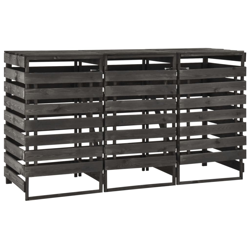 vidaXL Magazie de pubele triplă, 210x75x121 cm, lemn masiv pin vopsit vidaXL Magazie de pubele triplă, 210x75x121 cm, lemn masiv pin vopsit