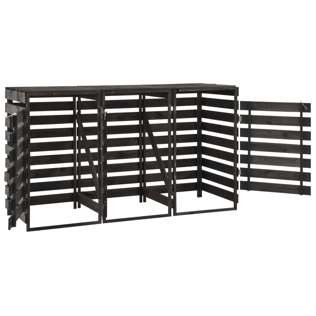 vidaXL Magazie de pubele triplă, 210x75x121 cm, lemn masiv pin vopsit vidaXL Magazie de pubele triplă, 210x75x121 cm, lemn masiv pin vopsit
