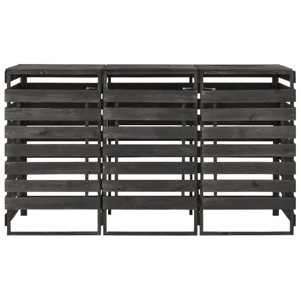 vidaXL Magazie de pubele triplă, 210x75x121 cm, lemn masiv pin vopsit vidaXL Magazie de pubele triplă, 210x75x121 cm, lemn masiv pin vopsit