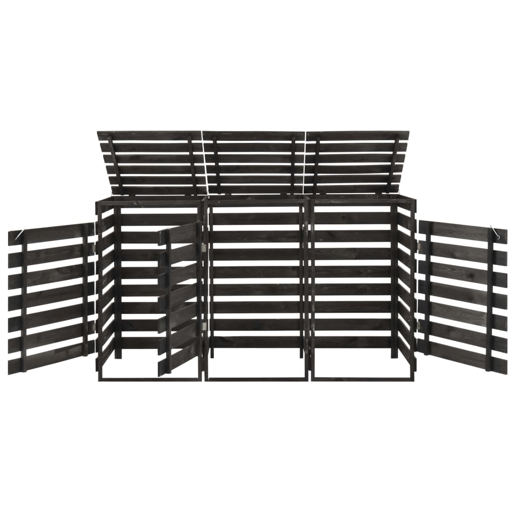 vidaXL Magazie de pubele triplă, 210x75x121 cm, lemn masiv pin vopsit vidaXL Magazie de pubele triplă, 210x75x121 cm, lemn masiv pin vopsit