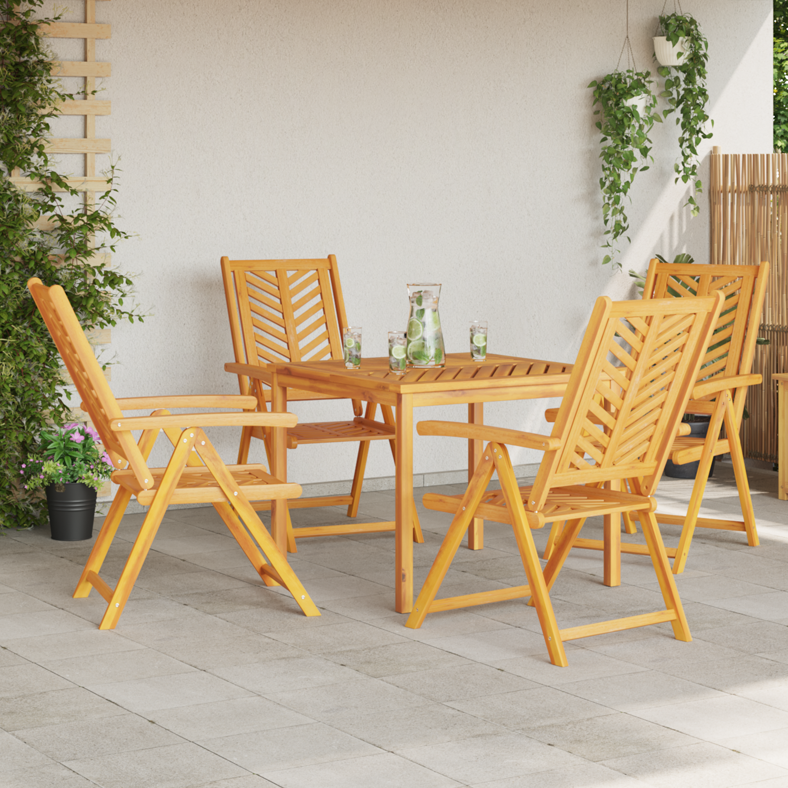 vidaXL Set de Masă de Grădină de 5 Piese din Lemn Solid de Acacia vidaXL Set de Masă de Grădină de 5 Piese din Lemn Solid de Acacia