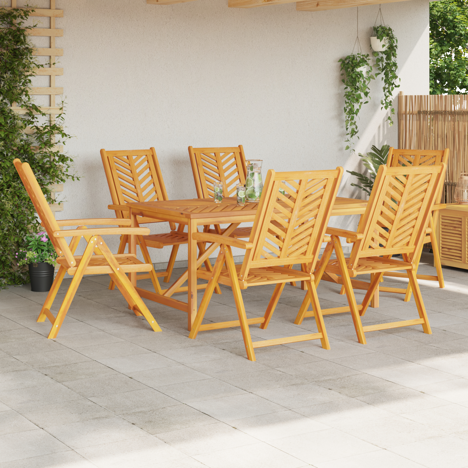 vidaXL Set Dining Grădină 7 Piese din Lemn Masiv Acacia