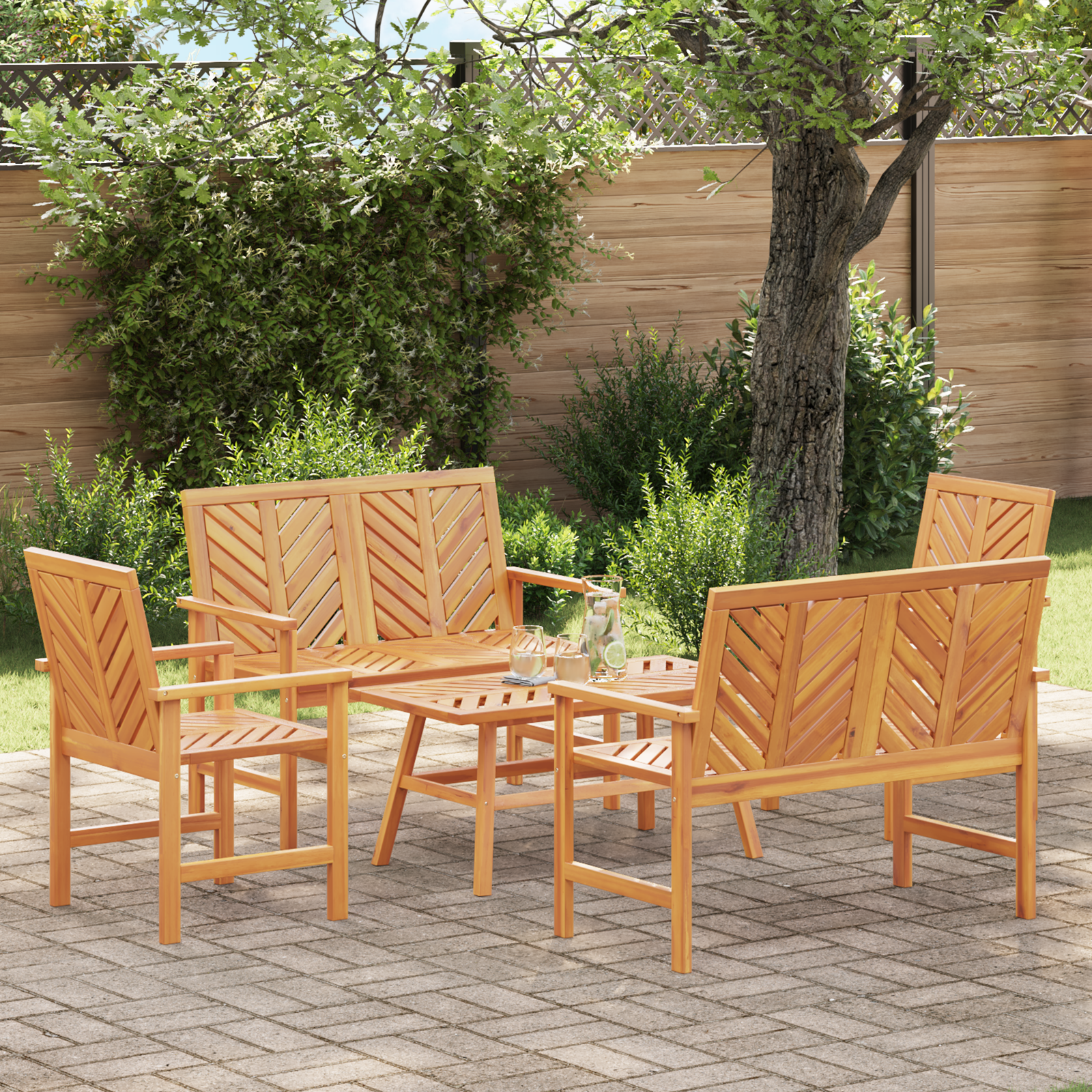 vidaXL Set lounge pentru grădină 5 Piese din lemn solid de acacia