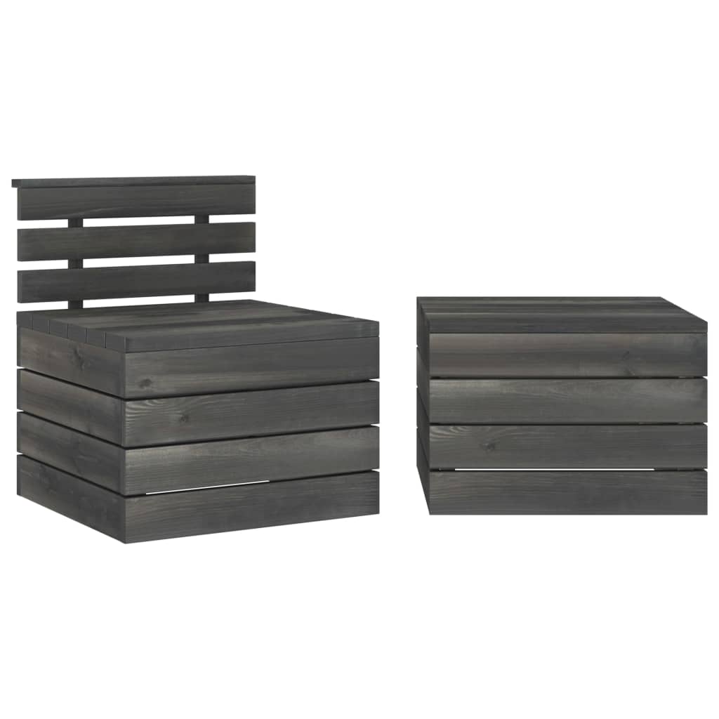 vidaXL Set mobilier grădină din paleți, 2 piese, gri închis, lemn pin vidaXL Set mobilier grădină din paleți, 2 piese, gri închis, lemn pin