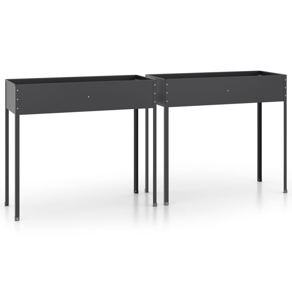 vidaXL Jardiniere de grădină, 2 buc., antracit, oțel galvanizat vidaXL Jardiniere de grădină, 2 buc., antracit, oțel galvanizat