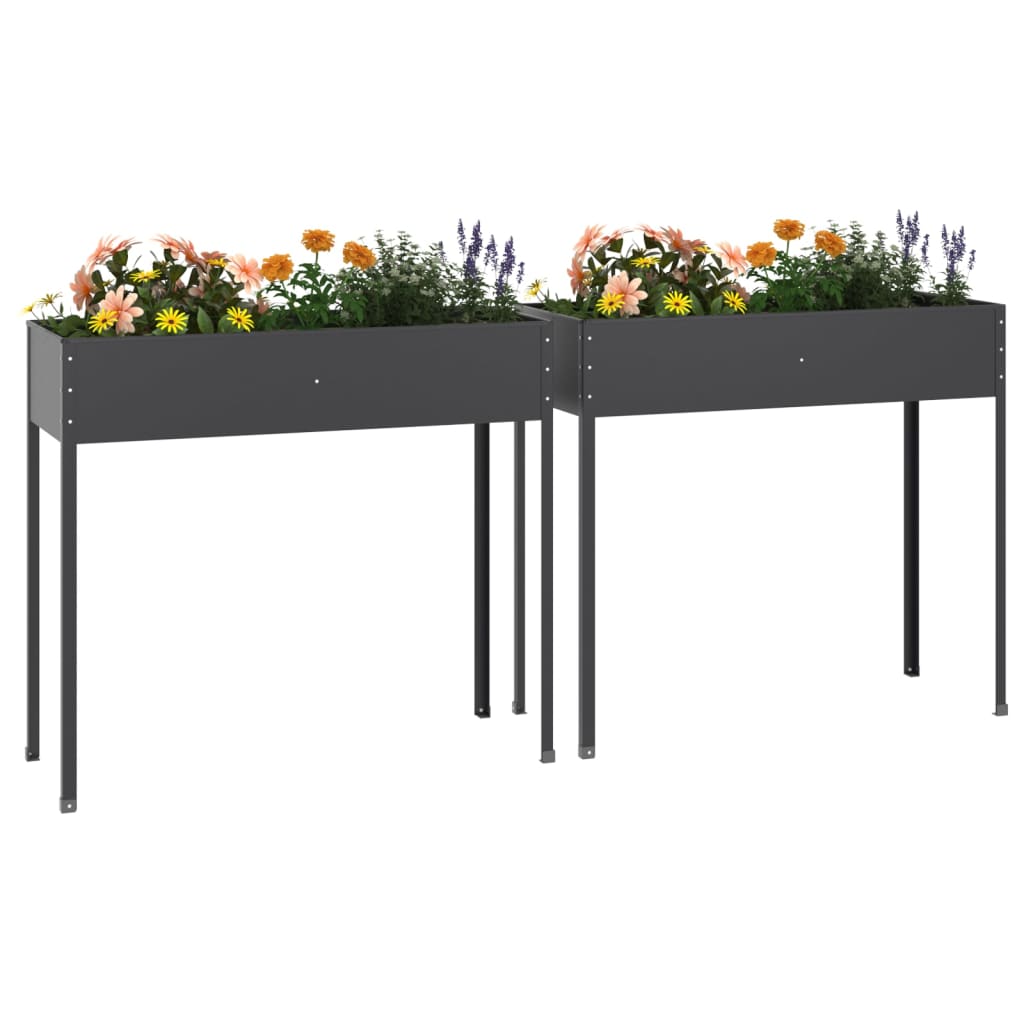 vidaXL Jardiniere de grădină, 2 buc., antracit, oțel galvanizat vidaXL Jardiniere de grădină, 2 buc., antracit, oțel galvanizat