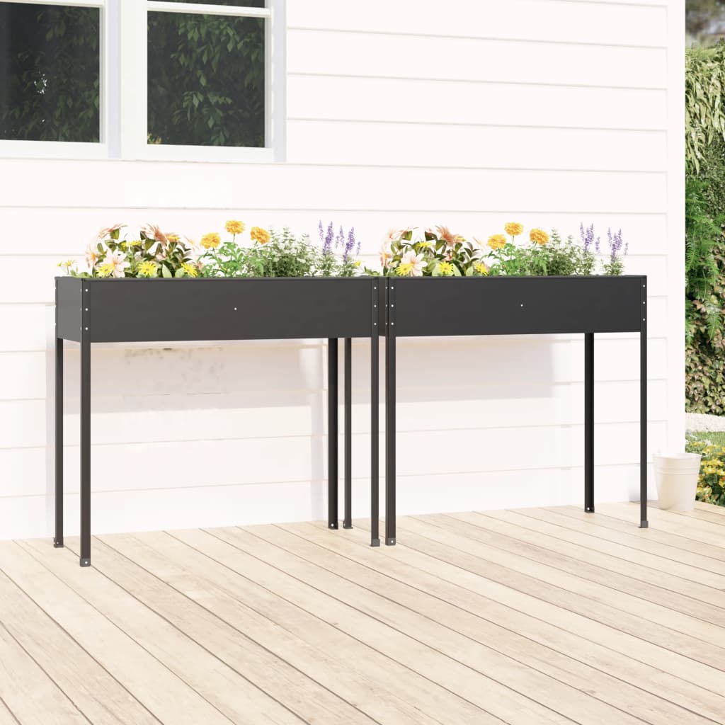 vidaXL Jardiniere de grădină, 2 buc., antracit, oțel galvanizat vidaXL Jardiniere de grădină, 2 buc., antracit, oțel galvanizat