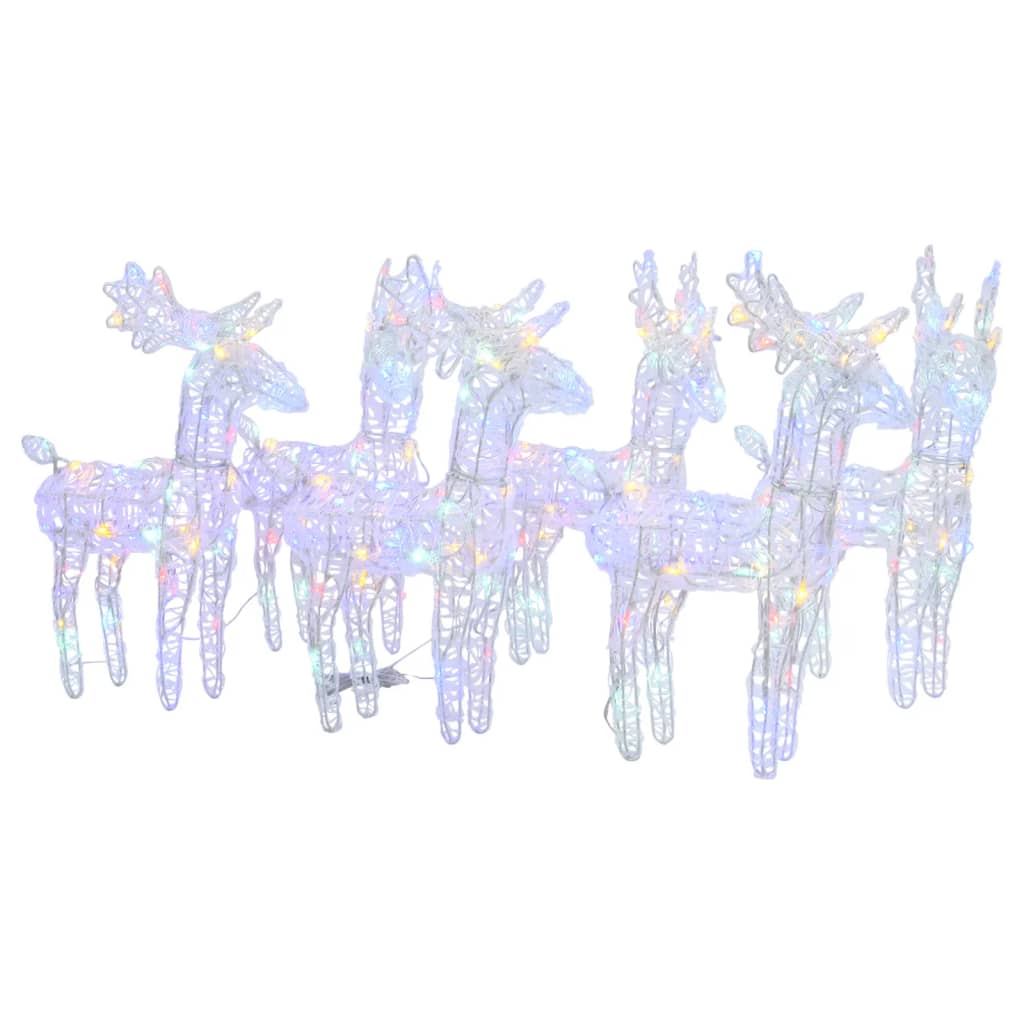 vidaXL Reni de Crăciun, 6 buc., multicolor, 240 LED-uri, acril