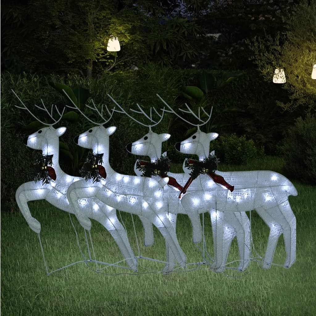 vidaXL Reni de Crăciun, 4 buc., alb, 80 LED-uri vidaXL Reni de Crăciun, 4 buc., alb, 80 LED-uri