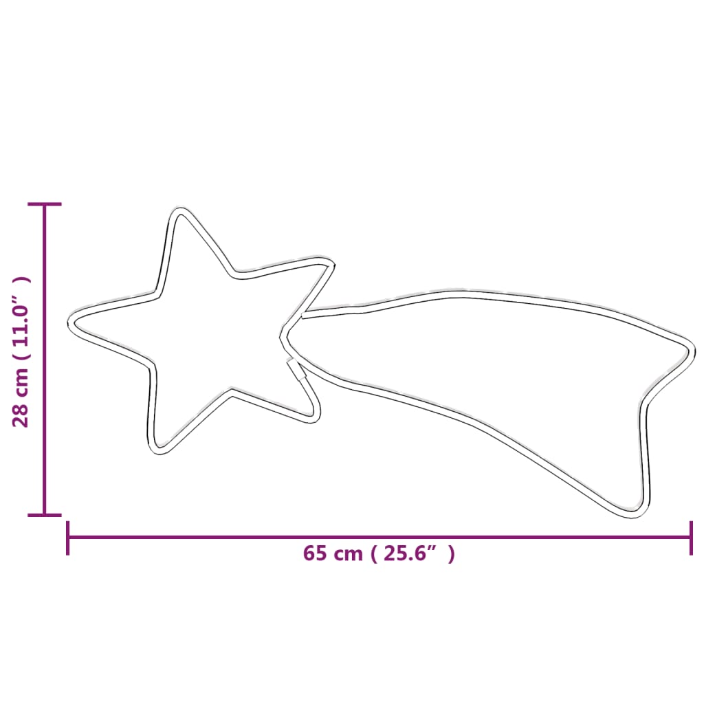 vidaXL Figurină cometă de Crăciun 48 LED-uri 3 buc. alb cald 65x28 cm