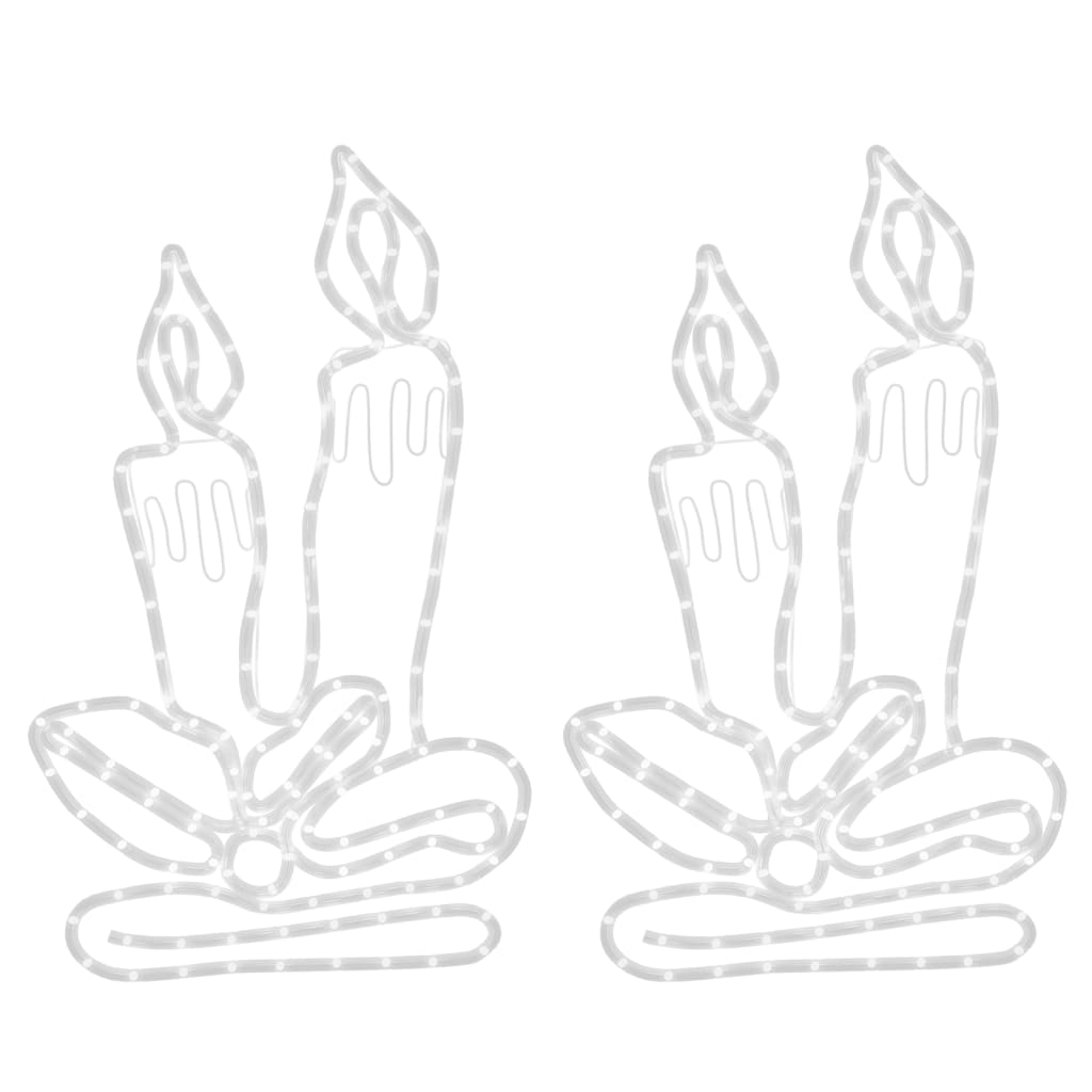 vidaXL Figurine lumânări de Crăciun cu 144 LED-uri, 2 buc., 70x42 cm