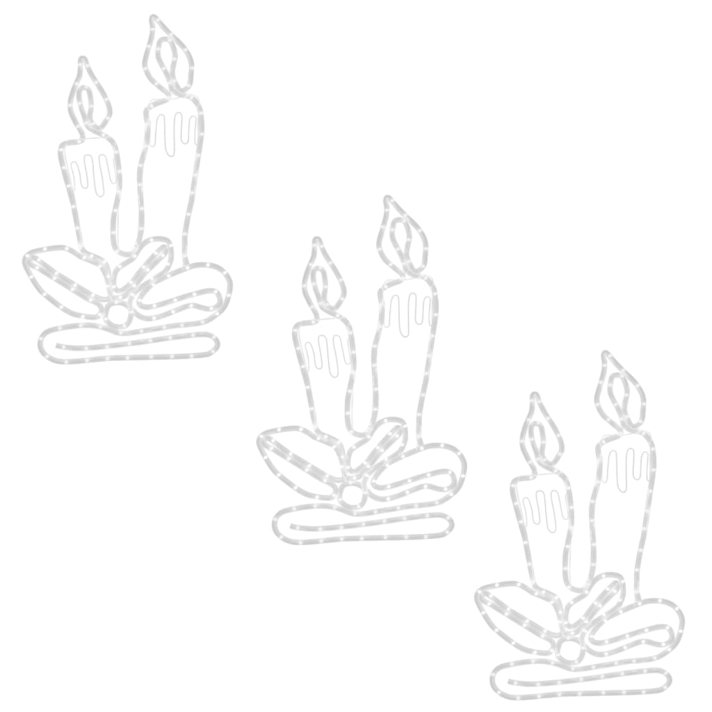 vidaXL Figurine lumânări de Crăciun cu 144 LED-uri, 3 buc., 70x42 cm