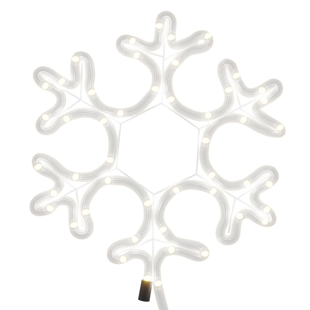 vidaXL Figurină Fulg de Zăpadă de Crăciun LED 2 buc. alb cald 27x27 cm