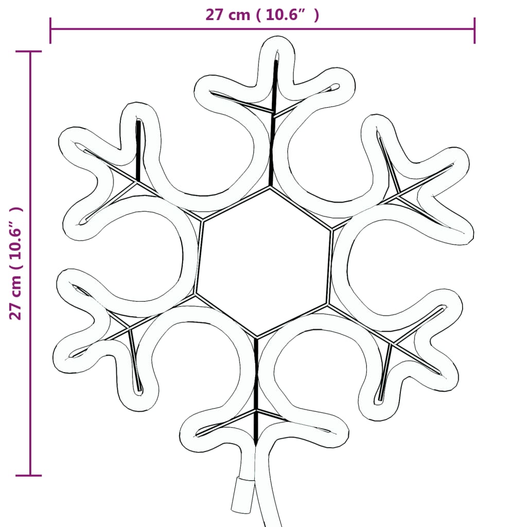 vidaXL Figurină Fulg de Zăpadă de Crăciun LED 2 buc. alb cald 27x27 cm