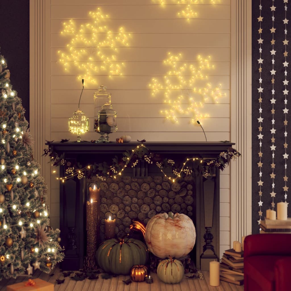 vidaXL Figurină Fulg de Zăpadă de Crăciun LED 2 buc. alb cald 59x59 cm vidaXL Figurină Fulg de Zăpadă de Crăciun LED 2 buc. alb cald 59x59 cm