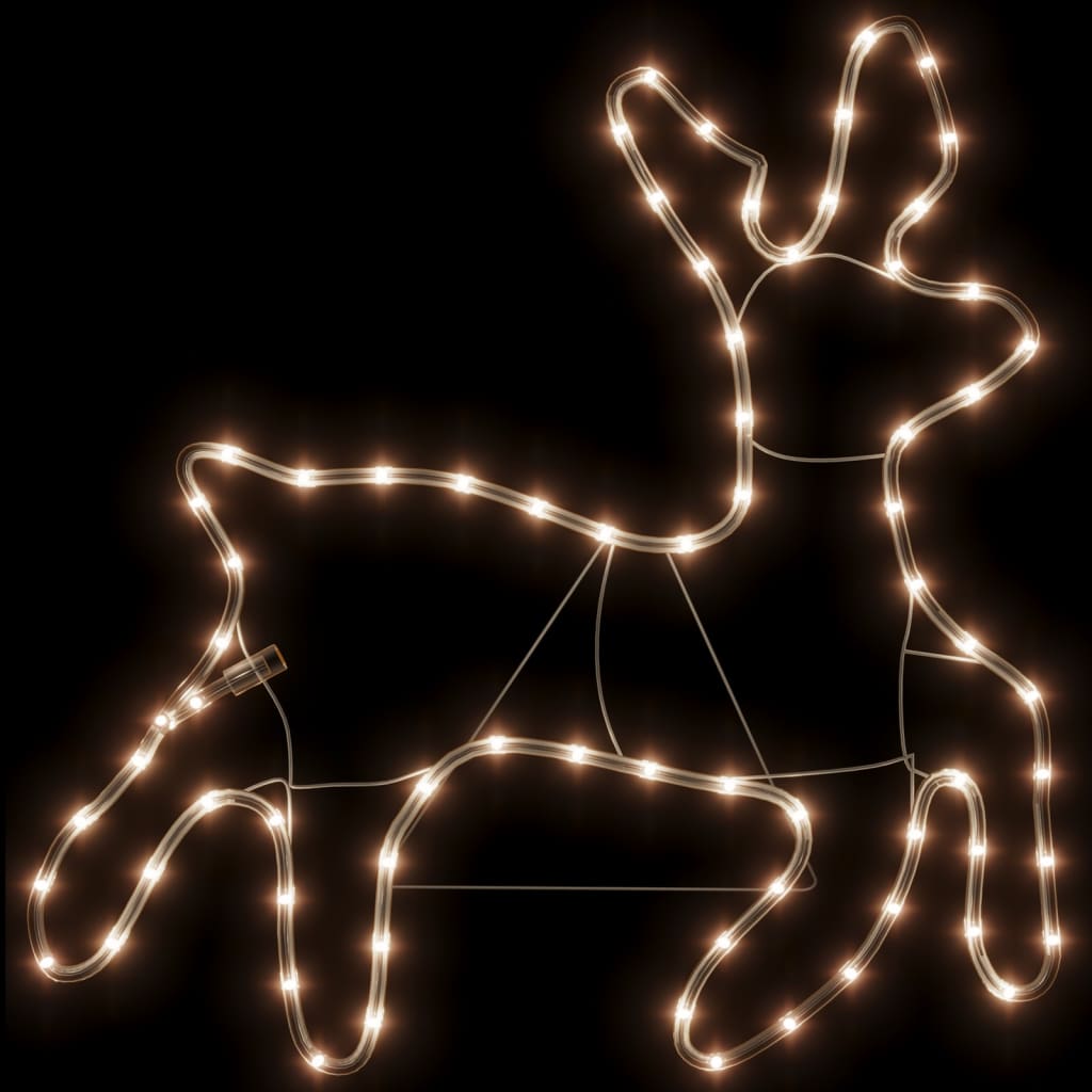 vidaXL Figurină ren de Crăciun cu LED, 2 buc., alb cald, 57x55x4,5 cm