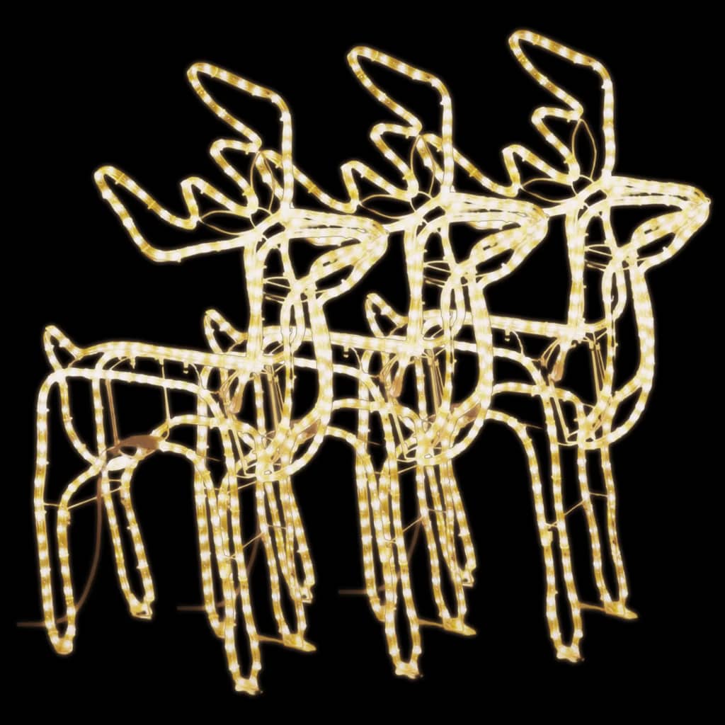 vidaXL Figurină ren de Crăciun, 3 buc., alb cald, 76x42x87 cm