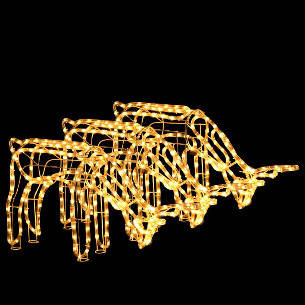 vidaXL Figurină ren de Crăciun, 3 buc., alb cald, 73x31x45 cm