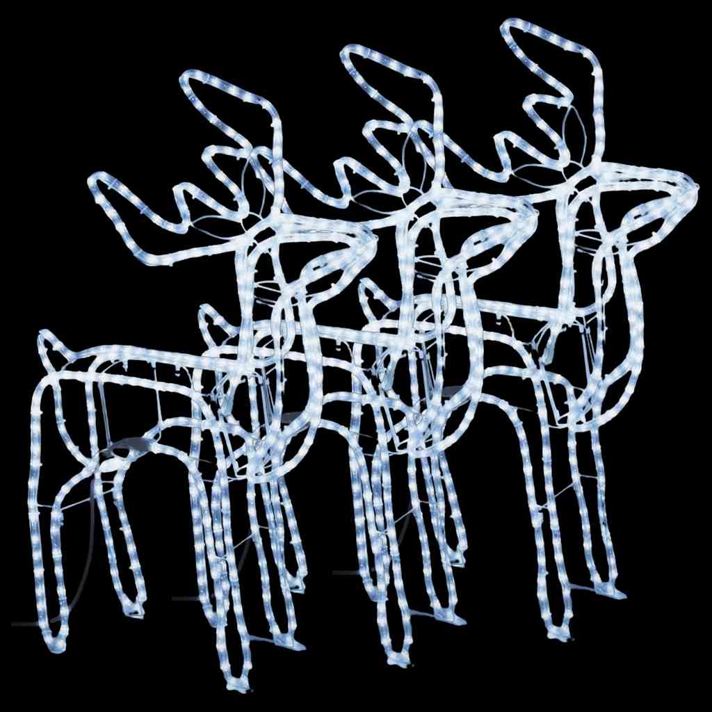 vidaXL Figurină ren de Crăciun, 3 buc., alb rece, 76x42x87 cm