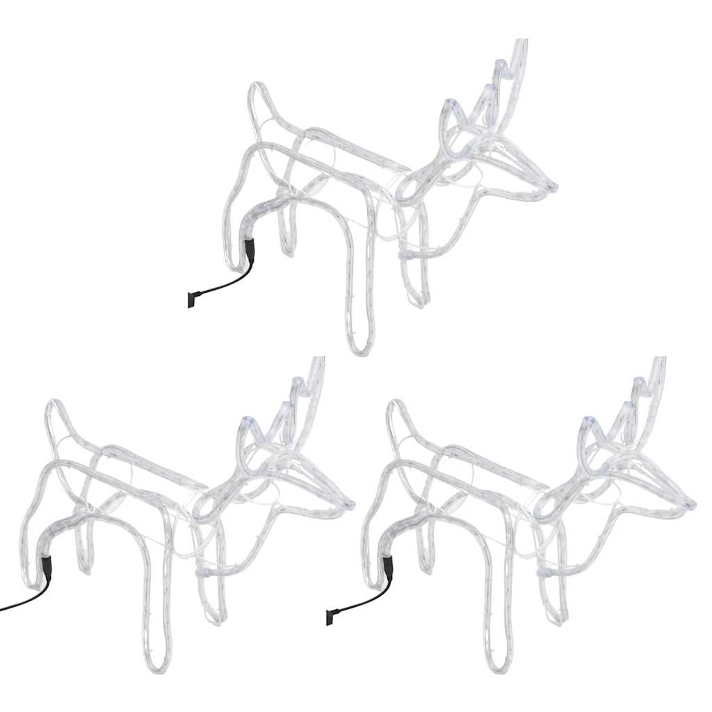 vidaXL Figurină ren de Crăciun, 3 buc., alb rece, 60x30x60 cm