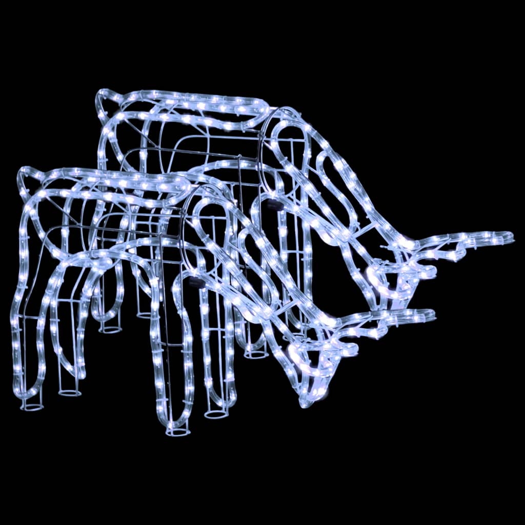 vidaXL Figurină ren de Crăciun, 3 buc., alb rece, 73x31x45 cm