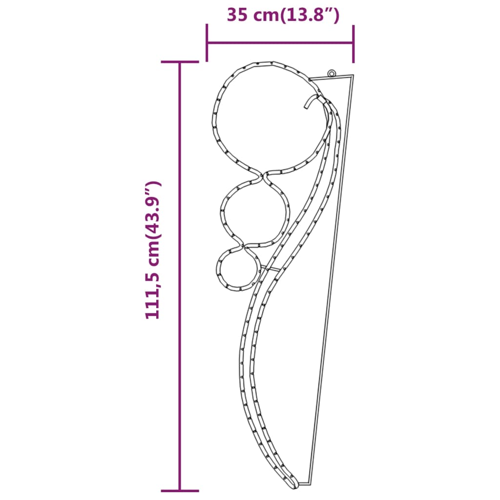 vidaXL Șir de lumini în formă de bilă 8 buc. alb cald 111,5x35x4,5 cm vidaXL Șir de lumini în formă de bilă 8 buc. alb cald 111,5x35x4,5 cm