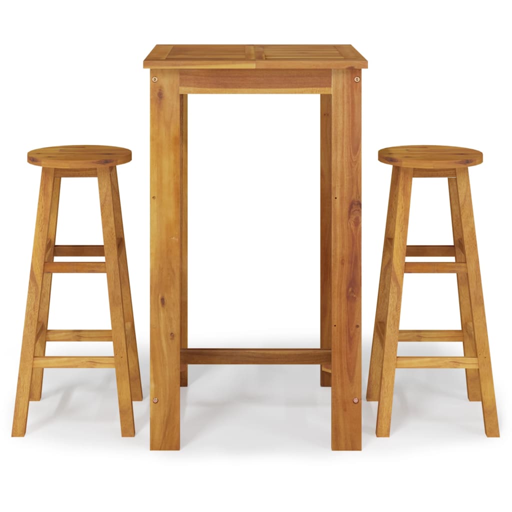 vidaXL Set bar de grădină, 3 piese, lemn masiv de acacia