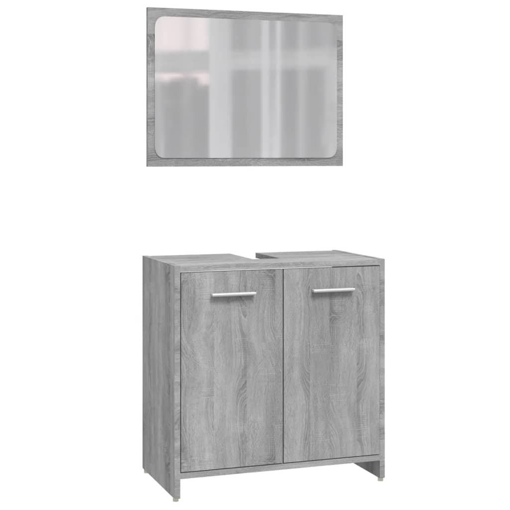 vidaXL Set mobilier de baie, 3 piese, gri sonoma, lemn prelucrat vidaXL Set mobilier de baie, 3 piese, gri sonoma, lemn prelucrat