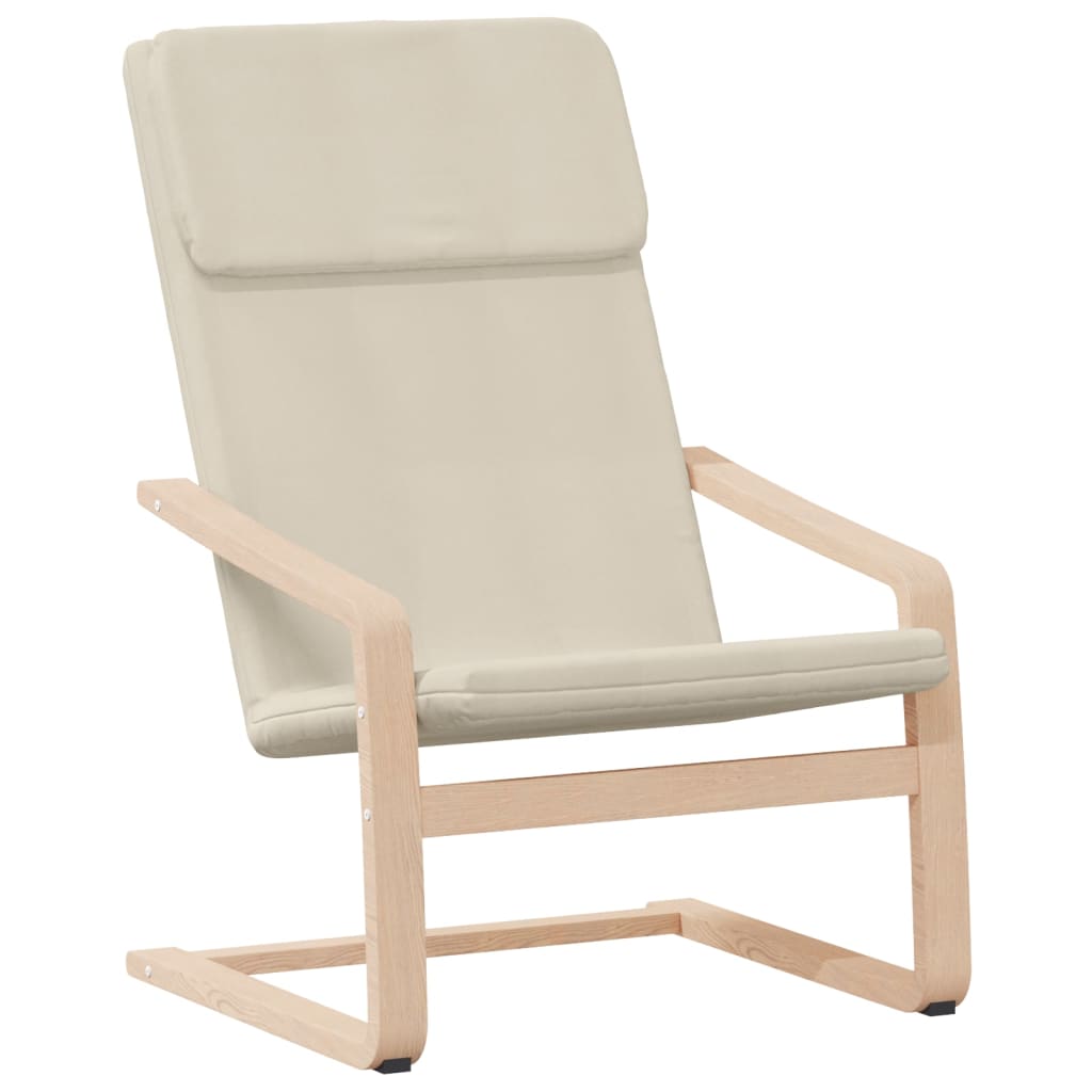 vidaXL Scaun de relaxare cu taburet, crem, textil vidaXL Scaun de relaxare cu taburet, crem, textil