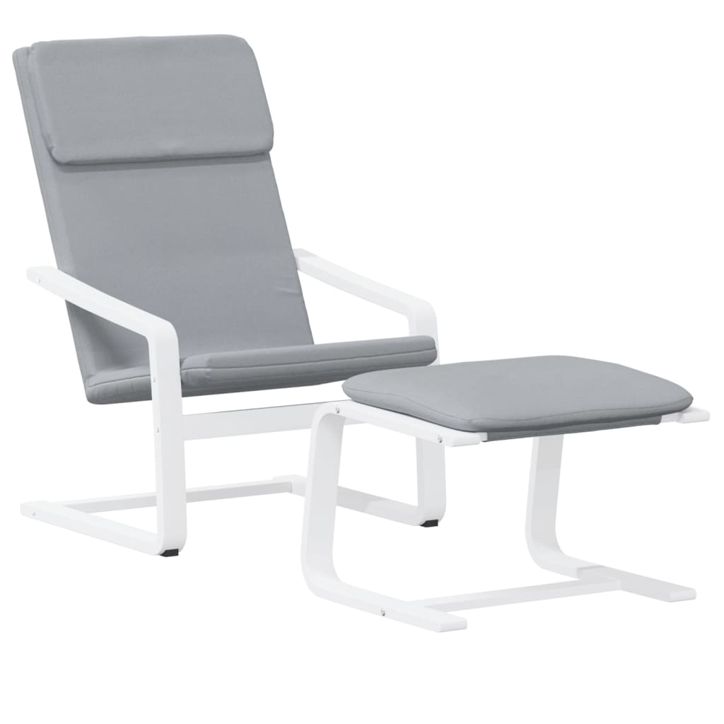 vidaXL Scaun de relaxare cu taburet, gri deschis, textil vidaXL Scaun de relaxare cu taburet, gri deschis, textil