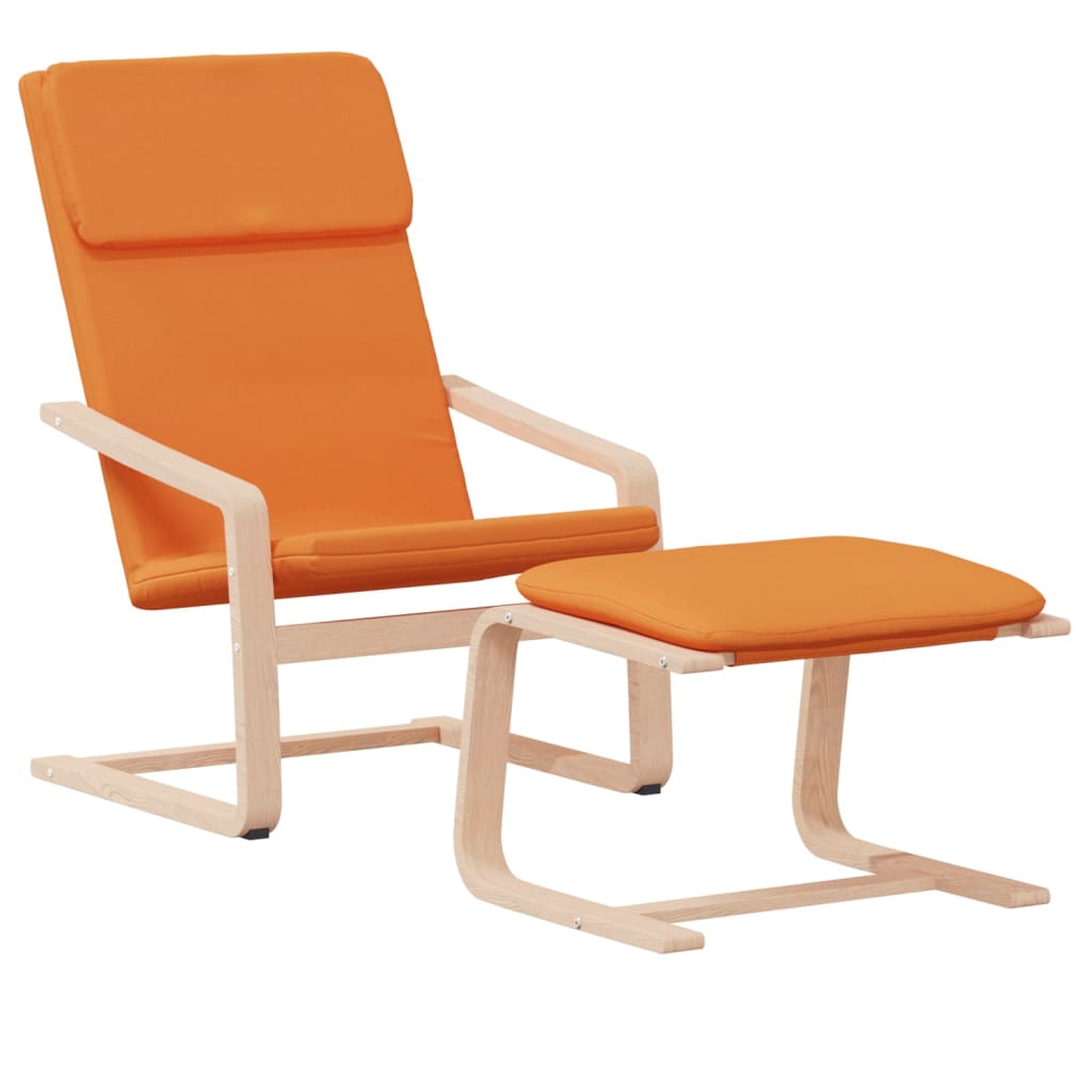 vidaXL Scaun de relaxare cu taburet, galben închis, material textil vidaXL Scaun de relaxare cu taburet, galben închis, material textil