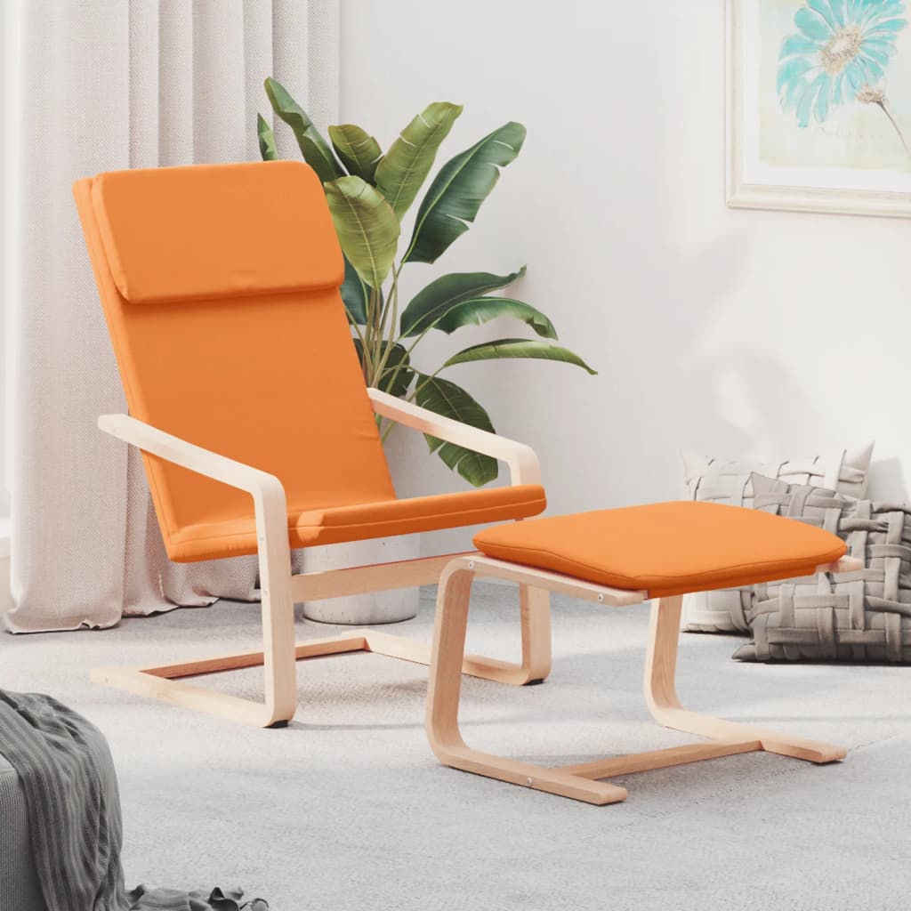 vidaXL Scaun de relaxare cu taburet, galben închis, material textil vidaXL Scaun de relaxare cu taburet, galben închis, material textil