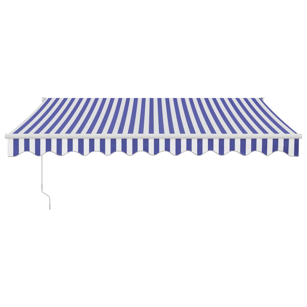 vidaXL Copertină retractabilă albastru/alb, 3,5x2,5 m, textil/aluminiu vidaXL Copertină retractabilă albastru/alb, 3,5x2,5 m, textil/aluminiu
