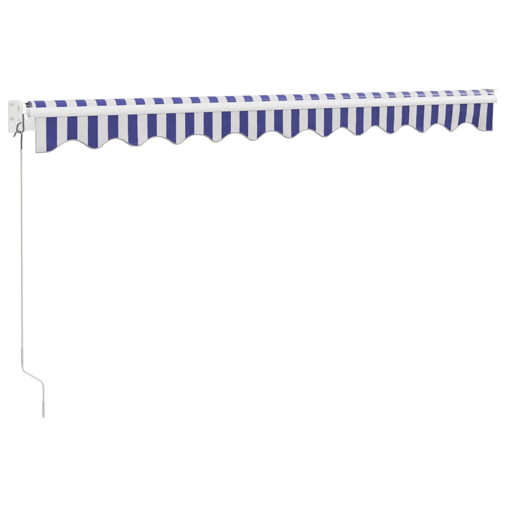 vidaXL Copertină retractabilă albastru/alb, 3,5x2,5 m, textil/aluminiu vidaXL Copertină retractabilă albastru/alb, 3,5x2,5 m, textil/aluminiu