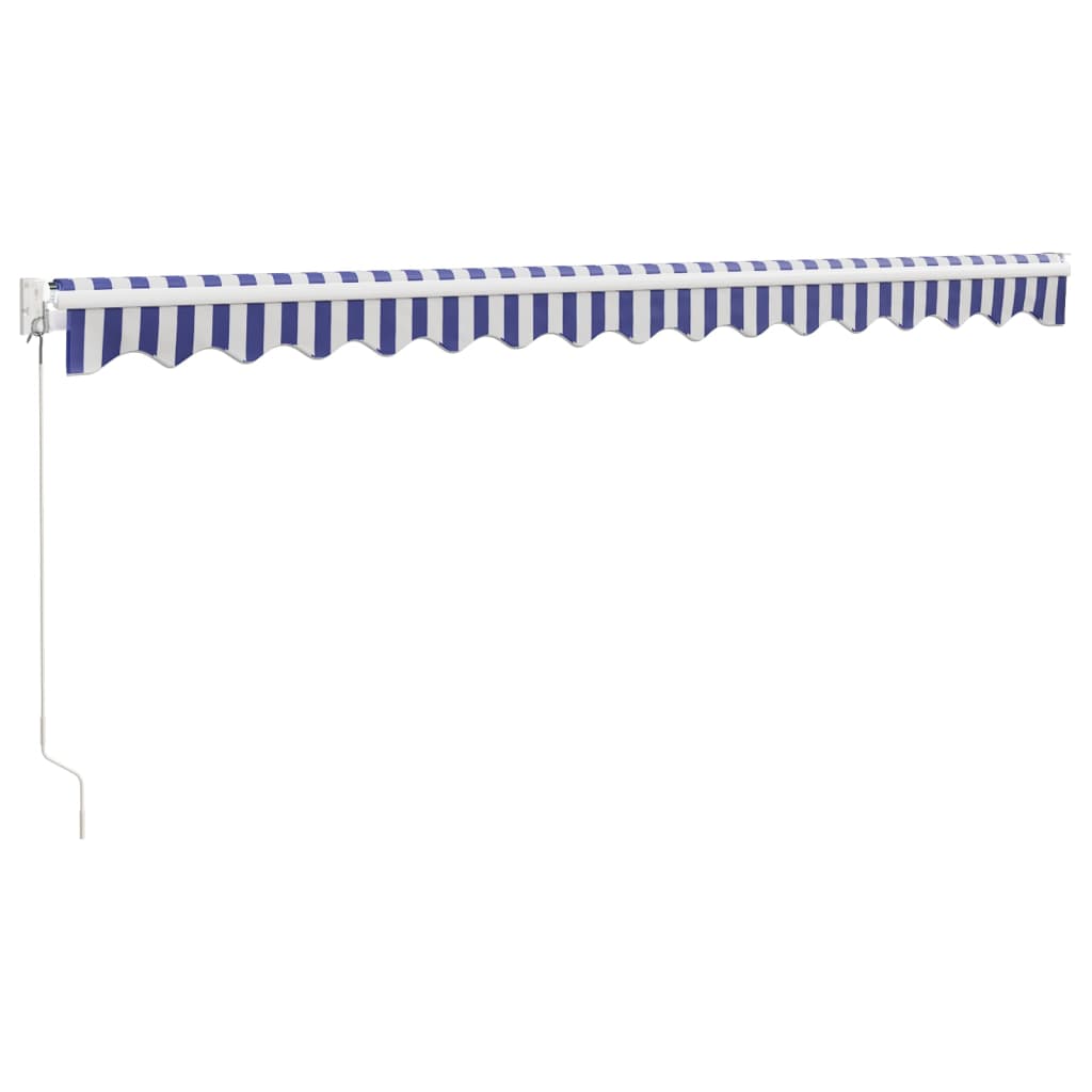 vidaXL Copertină retractabilă albastru/alb, 4x3 m, textil/aluminiu vidaXL Copertină retractabilă albastru/alb, 4x3 m, textil/aluminiu
