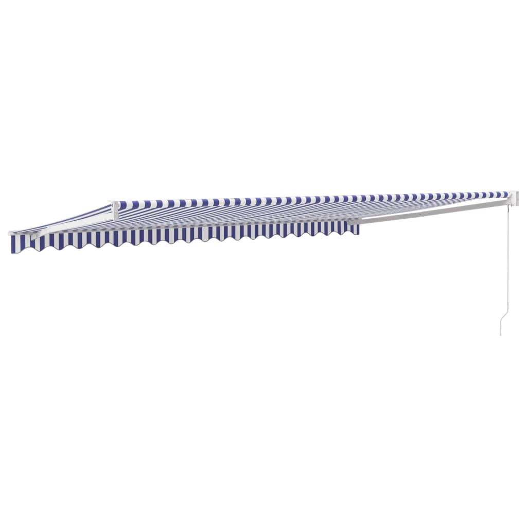 vidaXL Copertină retractabilă albastru/alb, 5x3 m, textil/aluminiu
