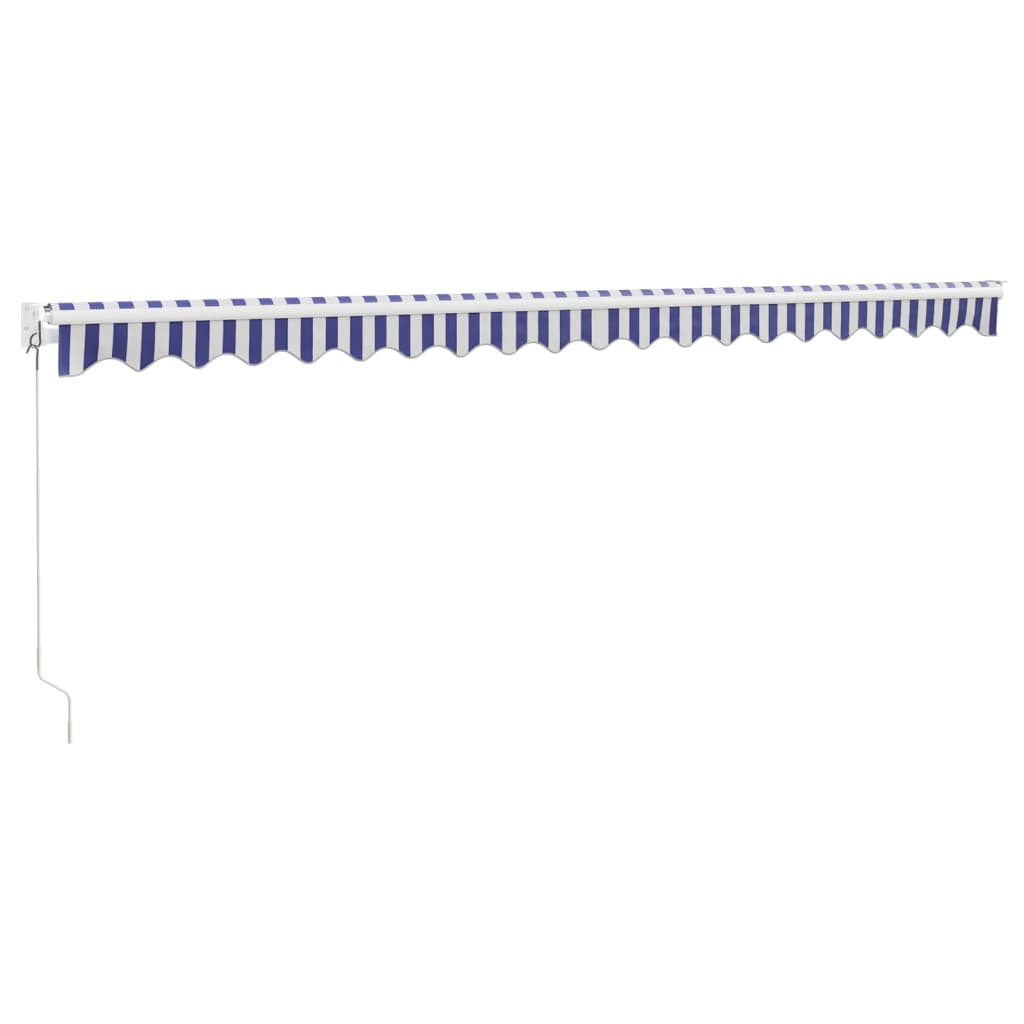 vidaXL Copertină retractabilă albastru/alb, 5x3 m, textil/aluminiu
