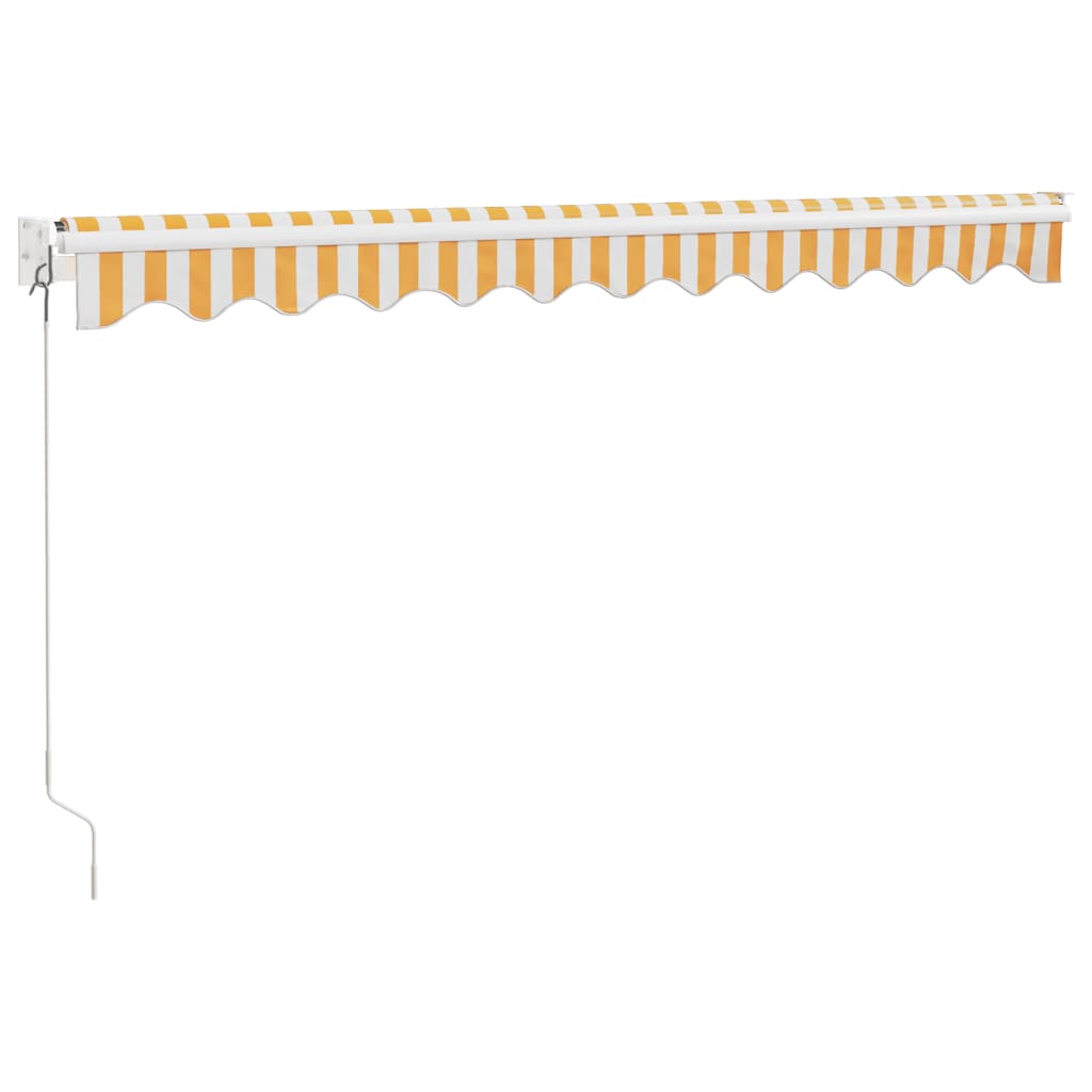 vidaXL Copertină retractabilă, galben/alb, 3,5x2,5 m, textil/aluminiu vidaXL Copertină retractabilă, galben/alb, 3,5x2,5 m, textil/aluminiu