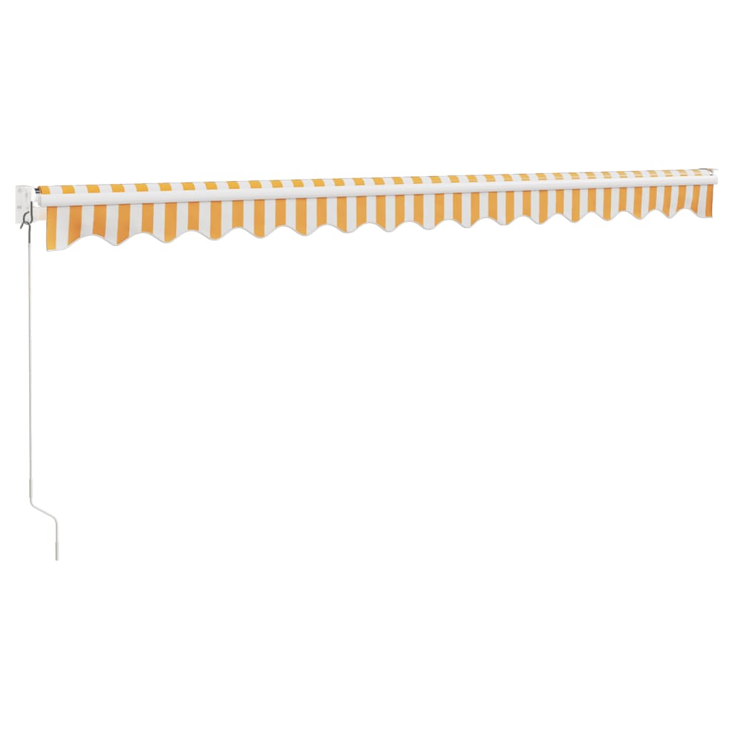 vidaXL Copertină retractabilă galben și alb, 4x3 m, textil și aluminiu vidaXL Copertină retractabilă galben și alb, 4x3 m, textil și aluminiu