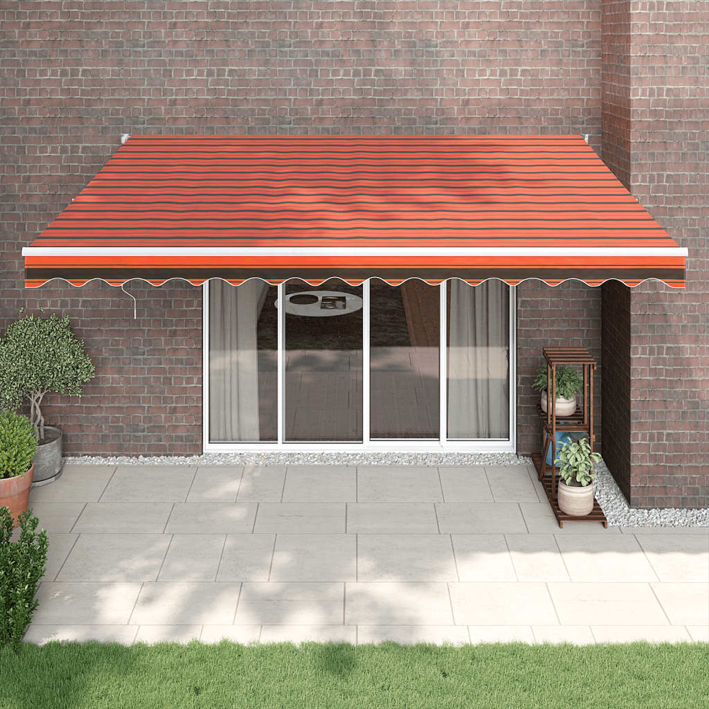 vidaXL Copertină retractabilă portocaliu/maro 4,5x3 m, textil/aluminiu vidaXL Copertină retractabilă portocaliu/maro 4,5x3 m, textil/aluminiu