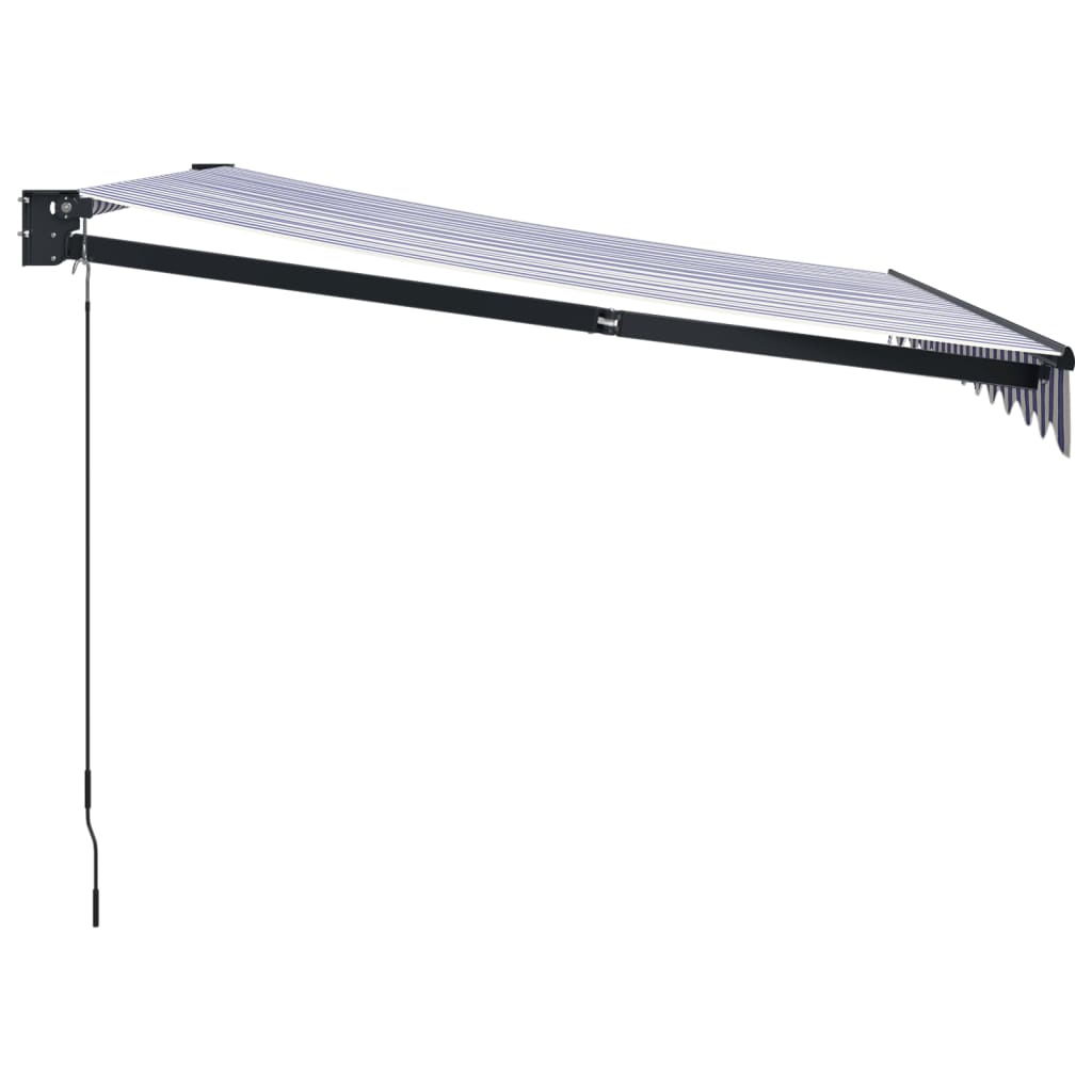 vidaXL Copertină retractabilă albastru/alb, 3x2,5 m, textil/aluminiu vidaXL Copertină retractabilă albastru/alb, 3x2,5 m, textil/aluminiu