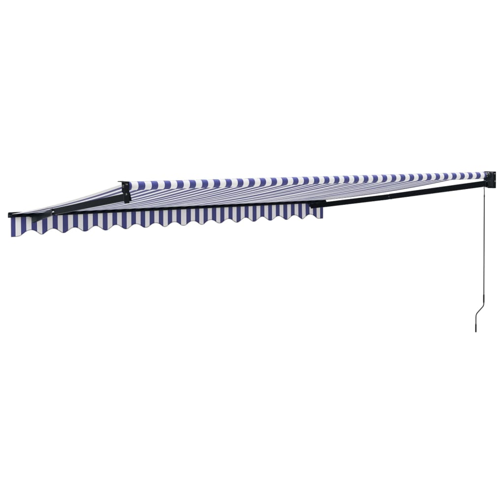 vidaXL Copertină retractabilă albastru/alb, 4,5x3 m, textil/aluminiu vidaXL Copertină retractabilă albastru/alb, 4,5x3 m, textil/aluminiu