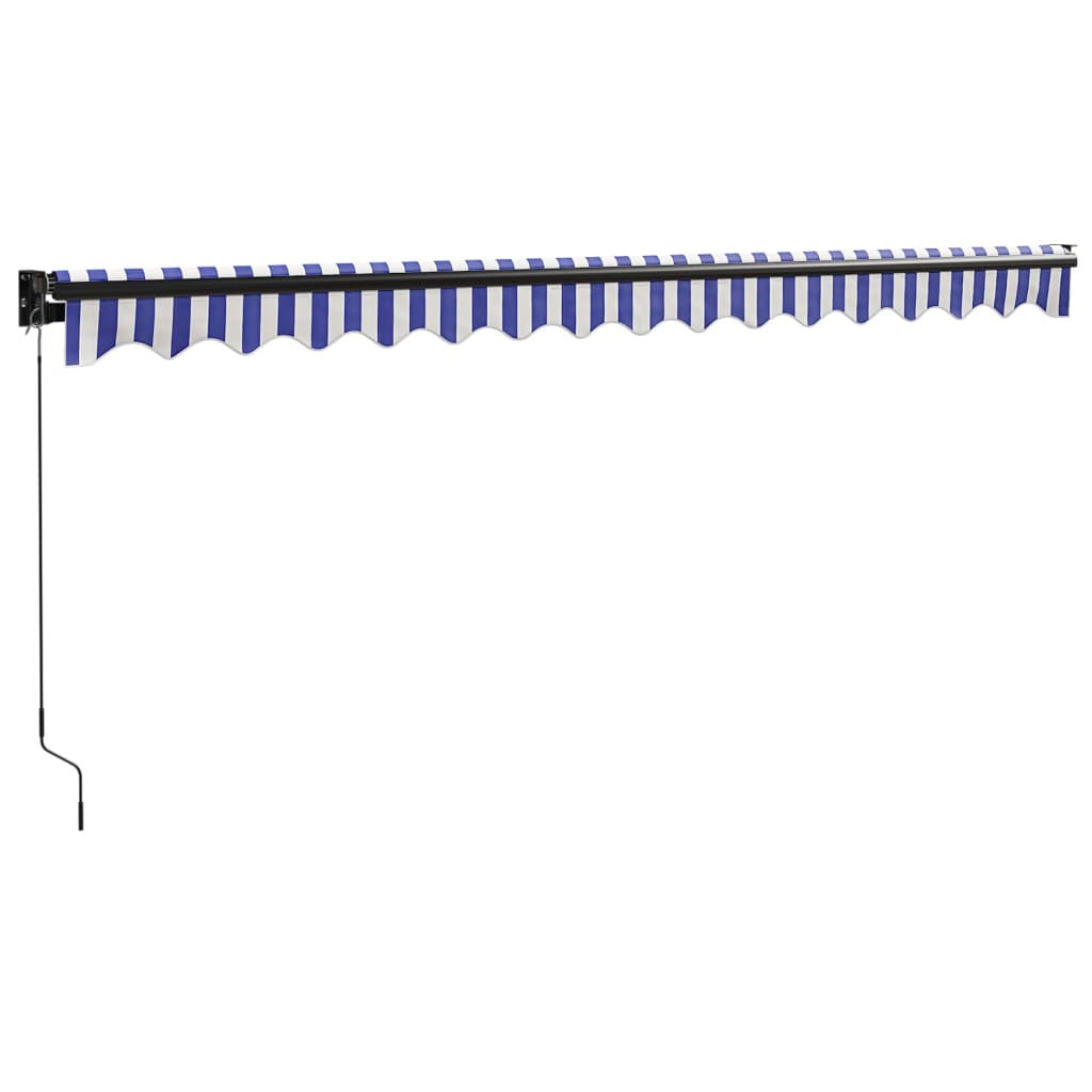 vidaXL Copertină retractabilă albastru/alb, 4,5x3 m, textil/aluminiu vidaXL Copertină retractabilă albastru/alb, 4,5x3 m, textil/aluminiu