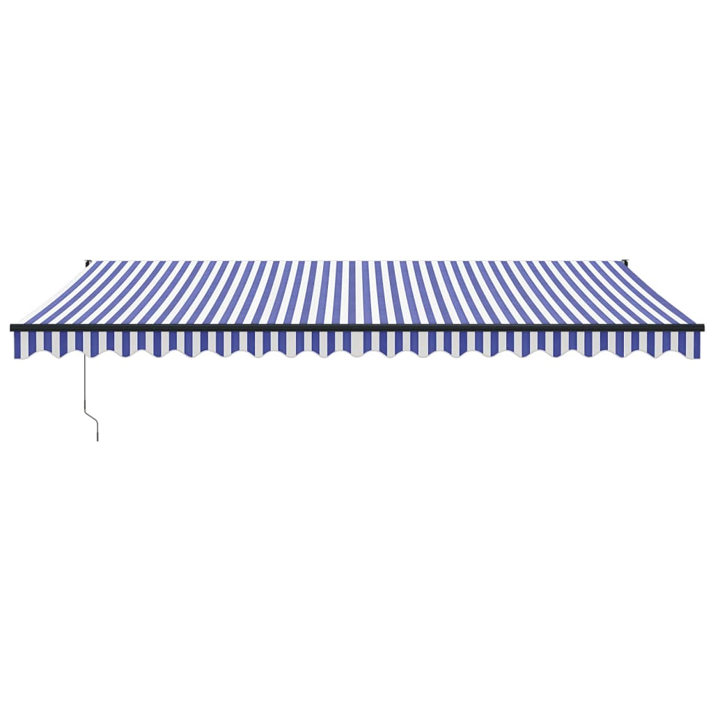 vidaXL Copertină retractabilă albastru/alb, 5x3 m, textil/aluminiu vidaXL Copertină retractabilă albastru/alb, 5x3 m, textil/aluminiu