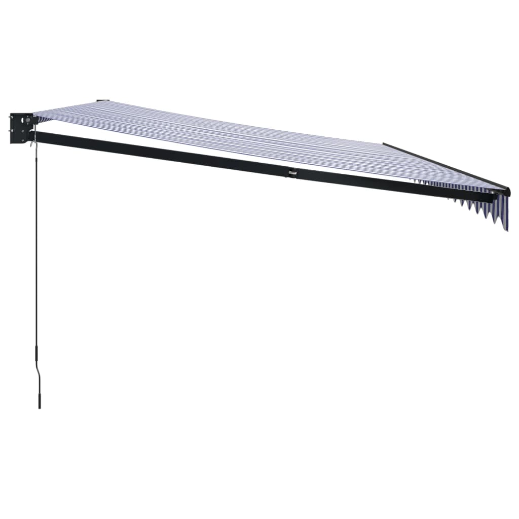 vidaXL Copertină retractabilă albastru/alb, 5x3 m, textil/aluminiu vidaXL Copertină retractabilă albastru/alb, 5x3 m, textil/aluminiu