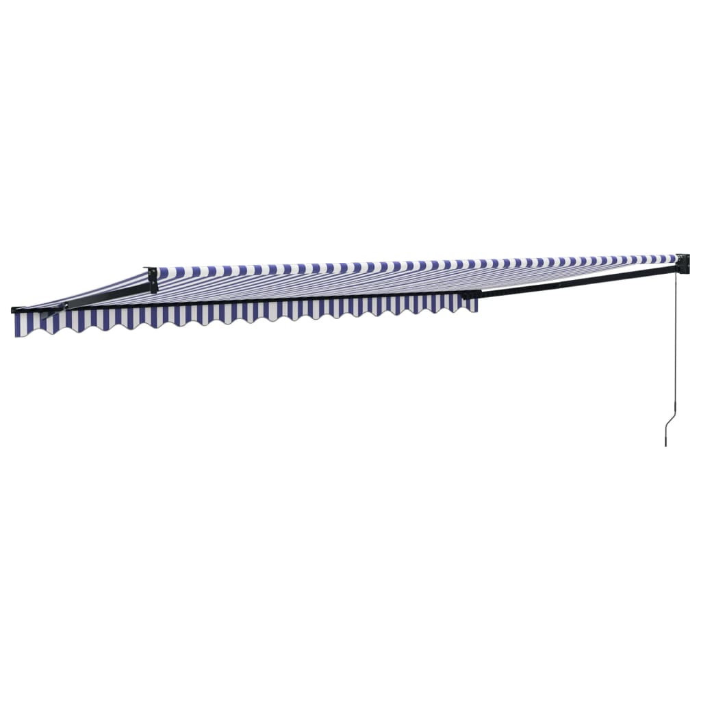 vidaXL Copertină retractabilă albastru/alb, 5x3 m, textil/aluminiu vidaXL Copertină retractabilă albastru/alb, 5x3 m, textil/aluminiu